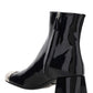 Patent Cap-Toe Ankle Booties - Black