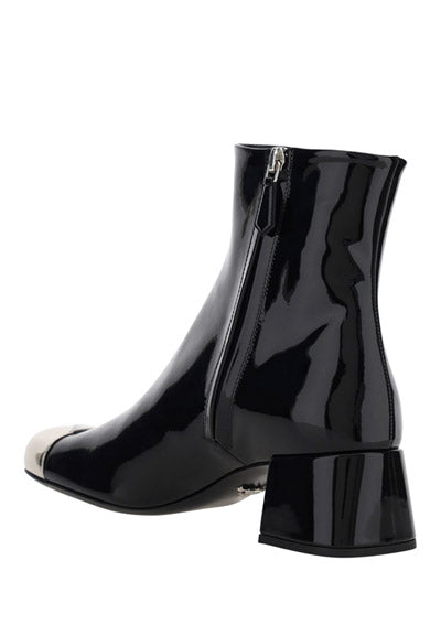 Patent Cap-Toe Ankle Booties - Black