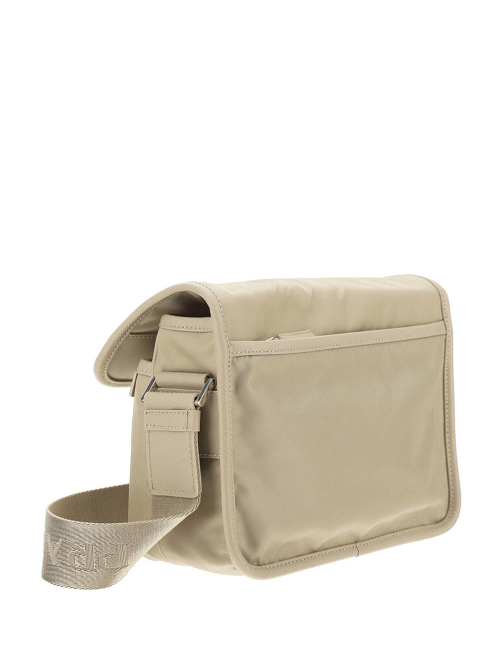 Re-Nylon and Saffiano Leather Shoulder Bag - Beige