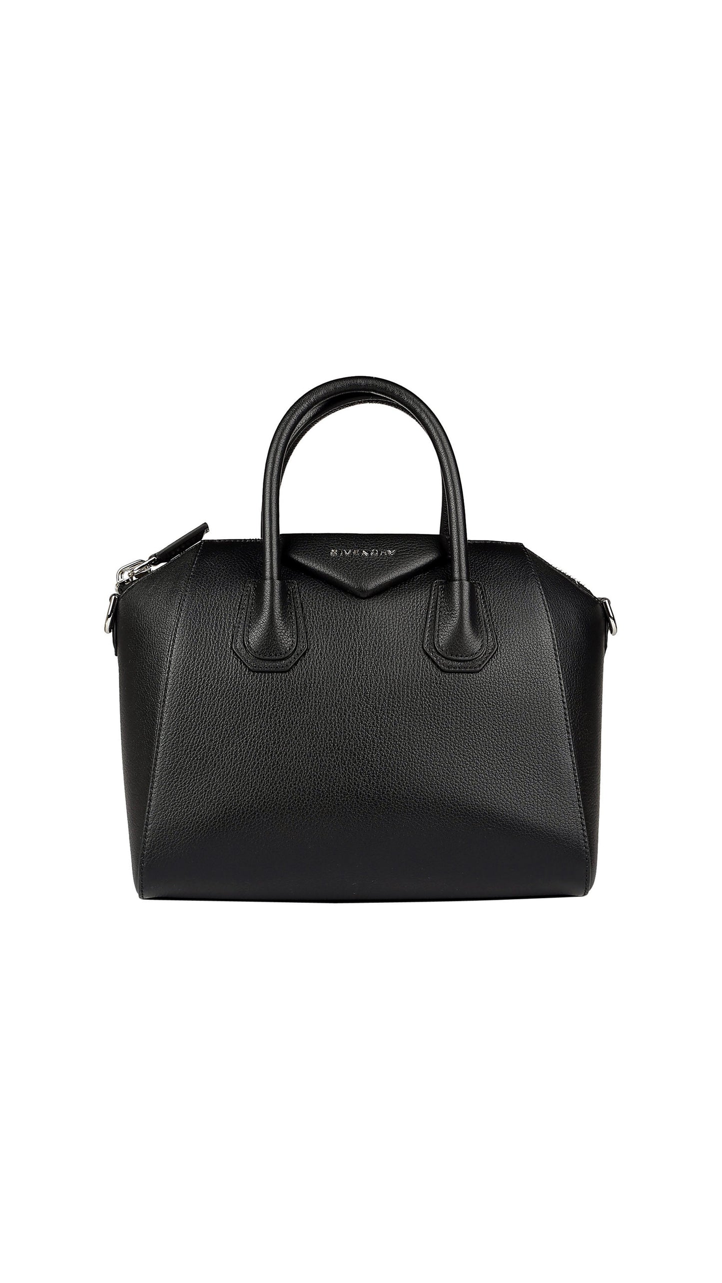 Small Antigona Bag in Grained Leather - Black