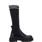 Calfskin and Stretch Mesh Boots - Black