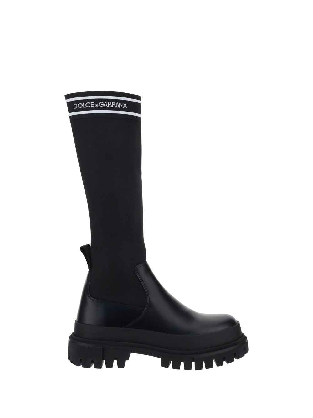 Calfskin and Stretch Mesh Boots - Black