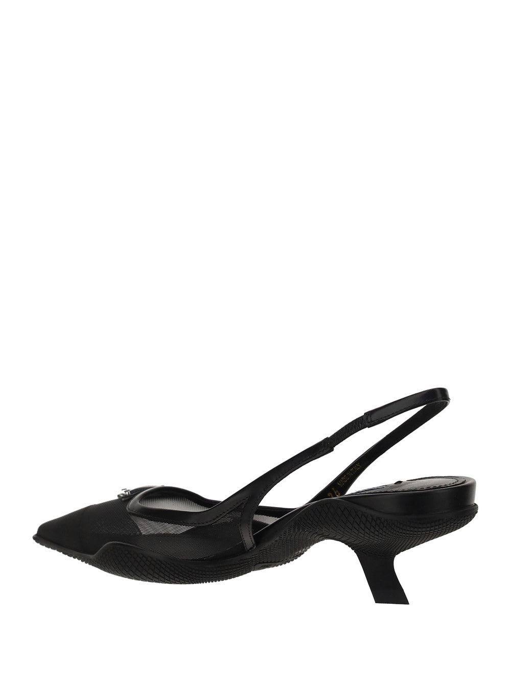 Mesh Fabric Slingback Pumps - Black