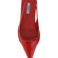 Brushed Leather Slingback Ballerinas - Red
