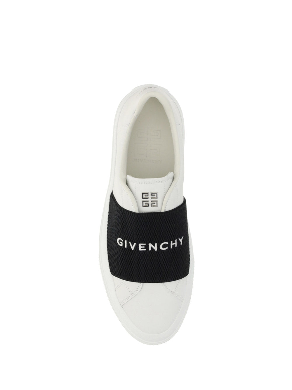 Sneakers In Leather With Givenchy Webbing - Black / White