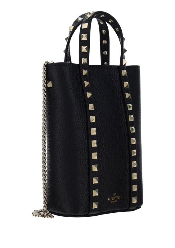 Rockstud Calfskin Leather Tote - Black.