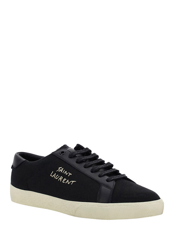 Court Classic SL/06 Embroidered Sneakers In Canvas And Smooth Leather - Black