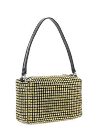 Heiress Medium Pouch in Rhinestone Mesh - Yellow