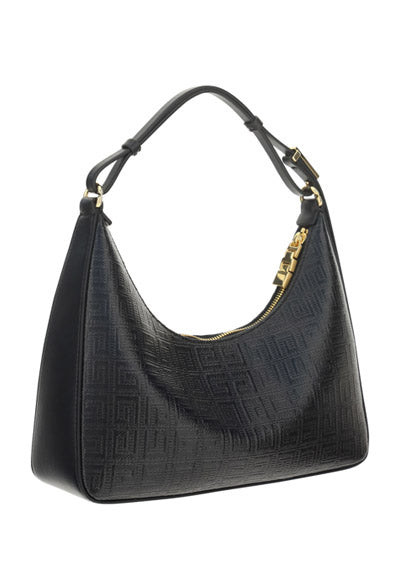 Small Moon Cut Out Bag in 4G Coated Canvas - Black.