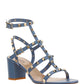 Rockstud Calfskin Ankle Strap Sandal 60 MM - Azure