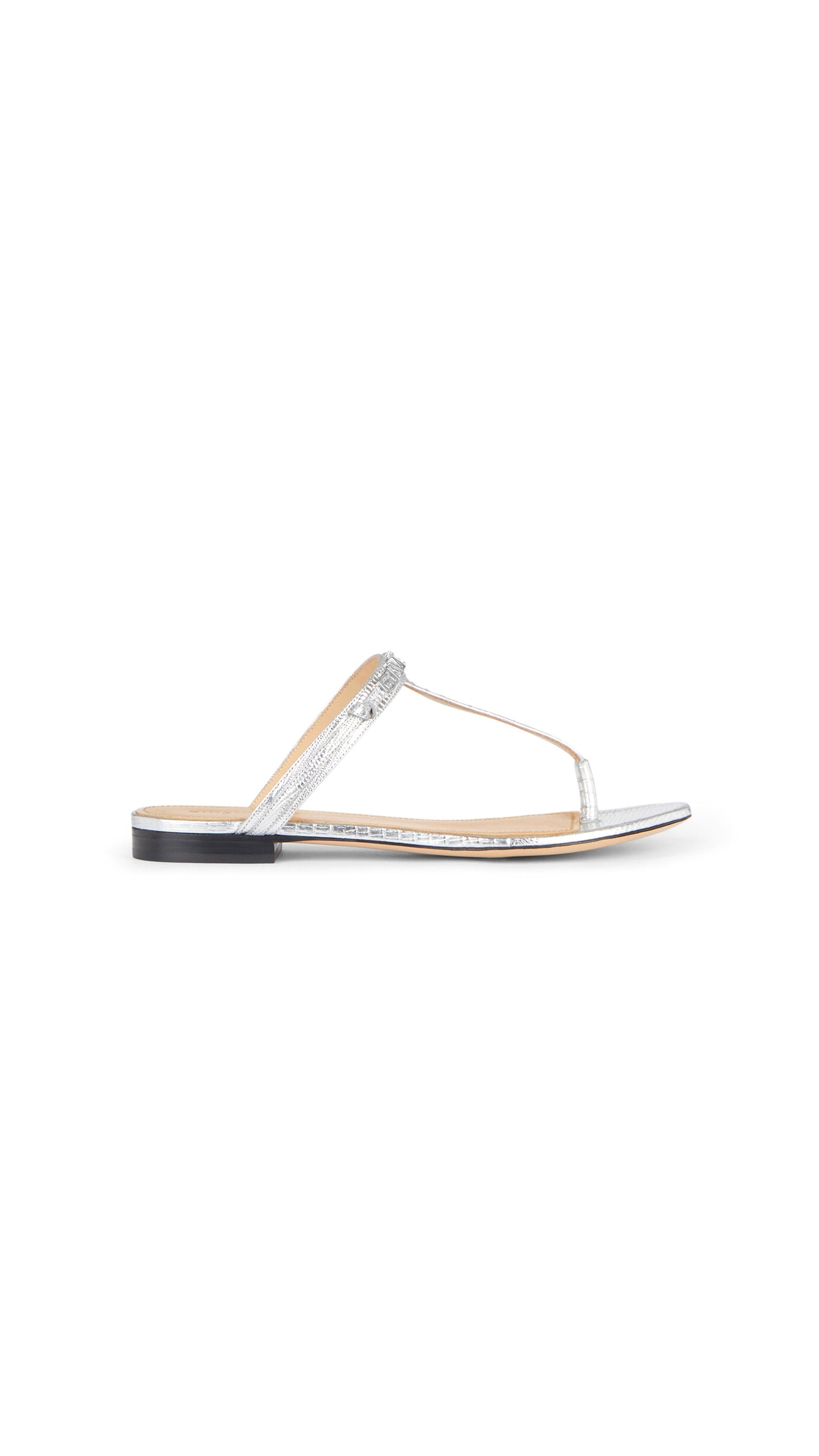 Elba Flat Thong Sandals - Silver