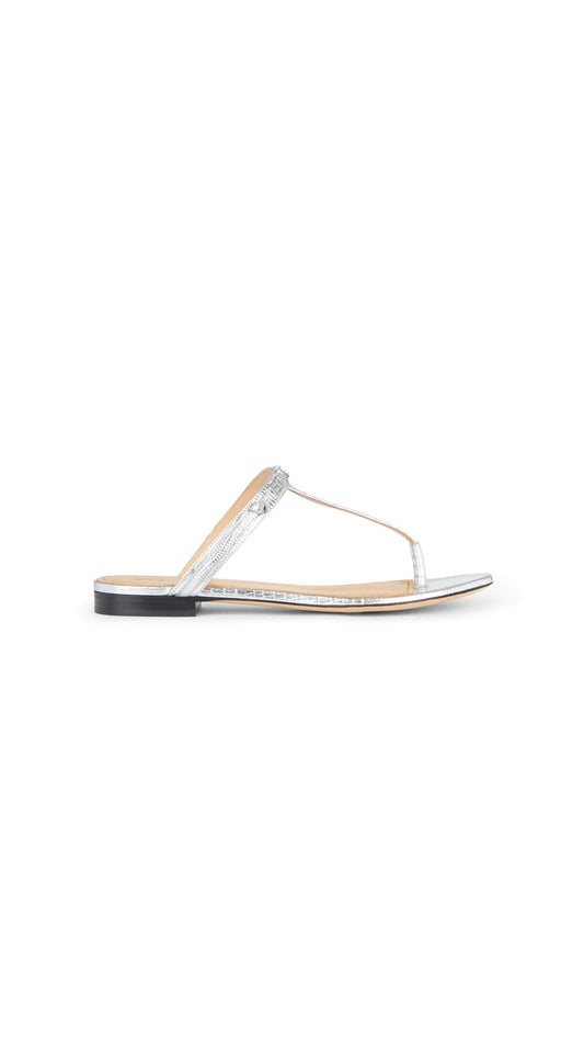 Elba Flat Thong Sandals - Silver