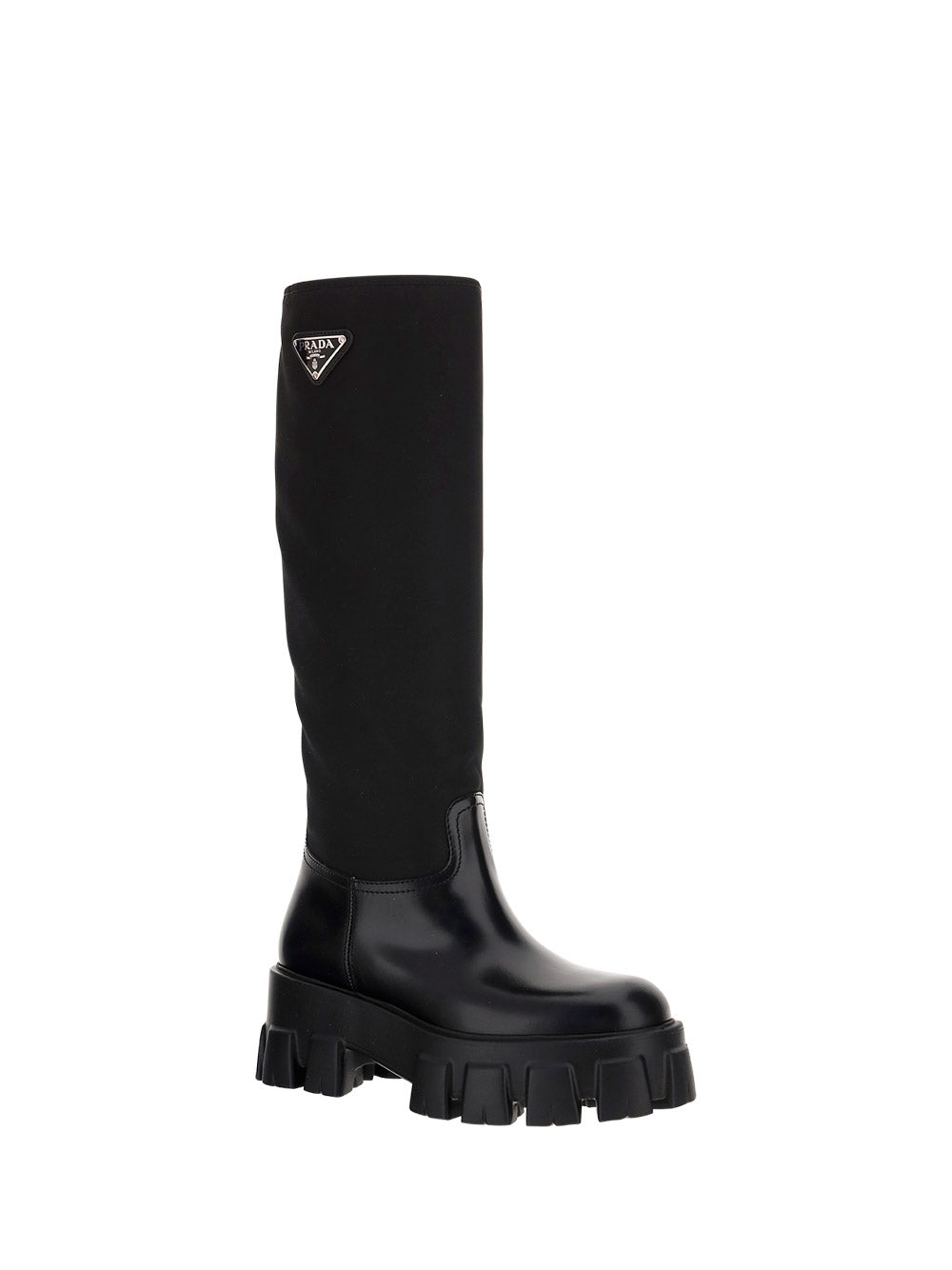 Brushed Leather and Re-Nylon Boots - Black