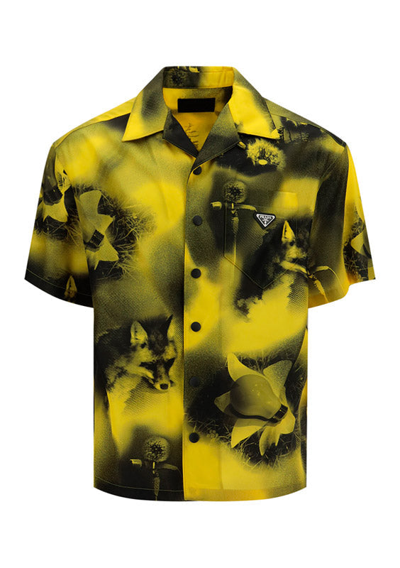 Short-sleeved Printed Re-Nylon Shirt - Yellow