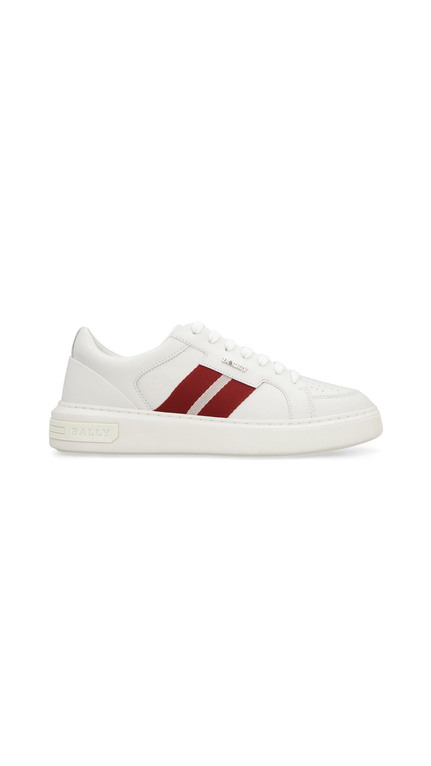 Leather And Fabric Sneakers - White/Red