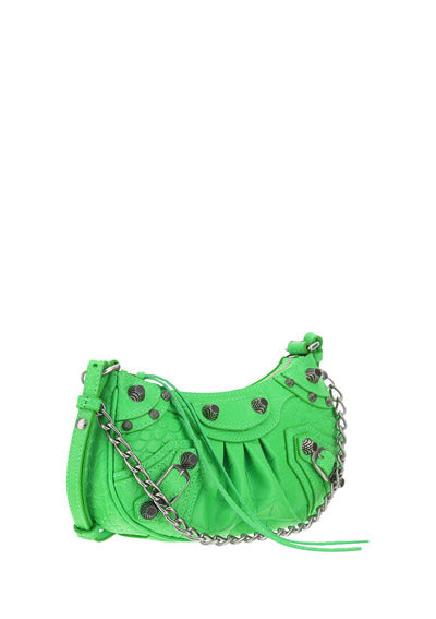 Le Cagole Mini Purse With Chain Crocodile Embossed - Green