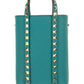 Rockstud Leather Bucket Bag - Turquoise