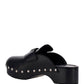 Studded Leather Clogs - Black
