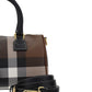 Check and Leather Mini Bowling Bag - Dark Birch Brown