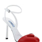 Brushed Leather Pumps - White / Red