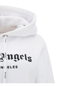 Rhinestone Sprayed Logo Hoodie - White