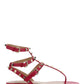Rockstud Sandal in Calfskin Leather - Red
