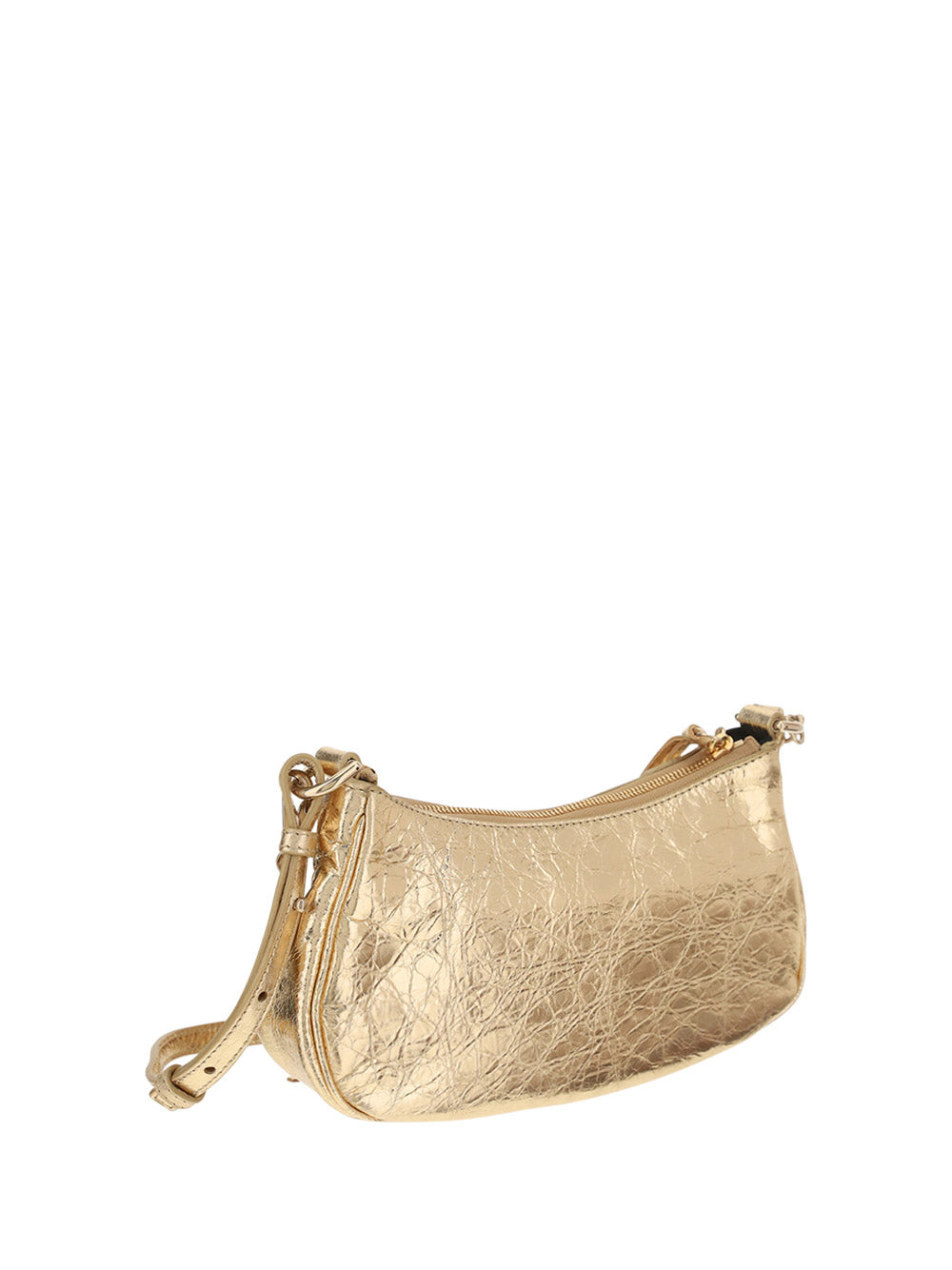 Le Cagole Mini Purse With Chain Metallized With Rhinestones - Golden