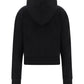 Cropped Cotton Sweatshirt with Flocked Logo - Black