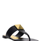 One Stud Calfskin Flat Thong Sandal - Black