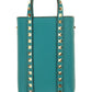 Rockstud Leather Bucket Bag - Turquoise