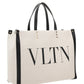 Small VLTN Print Canvas Tote Bag - Ivory