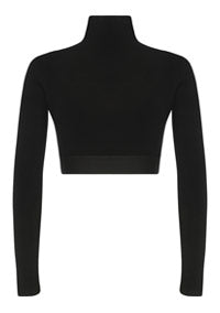 Long-sleeved Jersey Top with Branded Elastic - Black