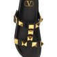 Roman Stud Slide Sandal In Calfskin - Black