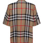 Short-sleeve Check Silk Shirt