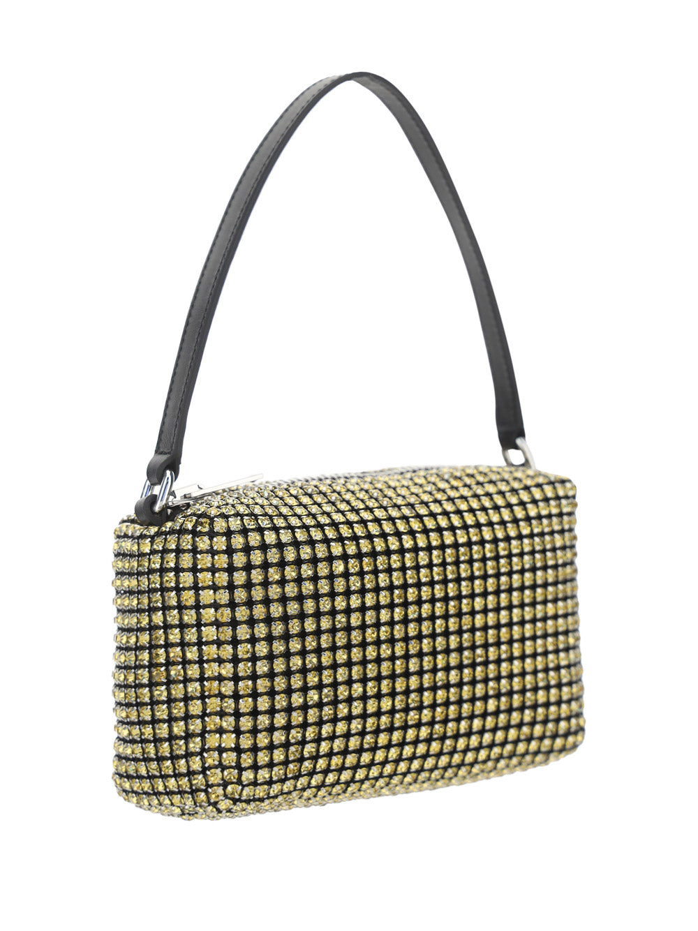 Heiress Medium Pouch in Rhinestone Mesh - Yellow