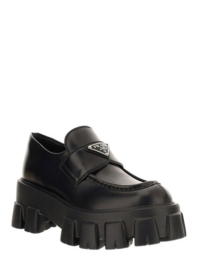 Monolith Brushed Leather Loafers - Black