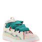 Leather Curb Sneakers - Pink / Turquoise
