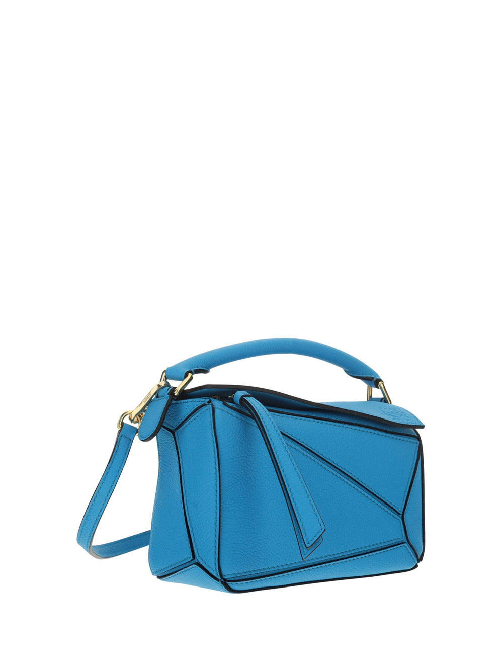 Mini Puzzle Bag in Soft Grained Calfskin - Cyan