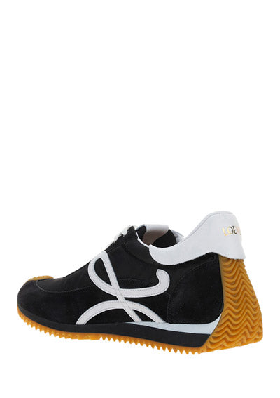 Flow Runner in Nylon & Suede - Black / White