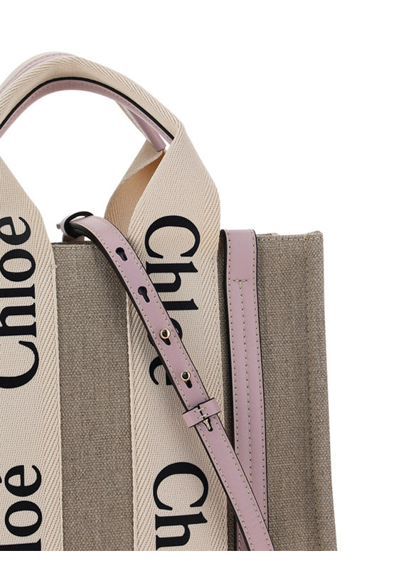 Small Woody Tote Bag - Beige / Pink