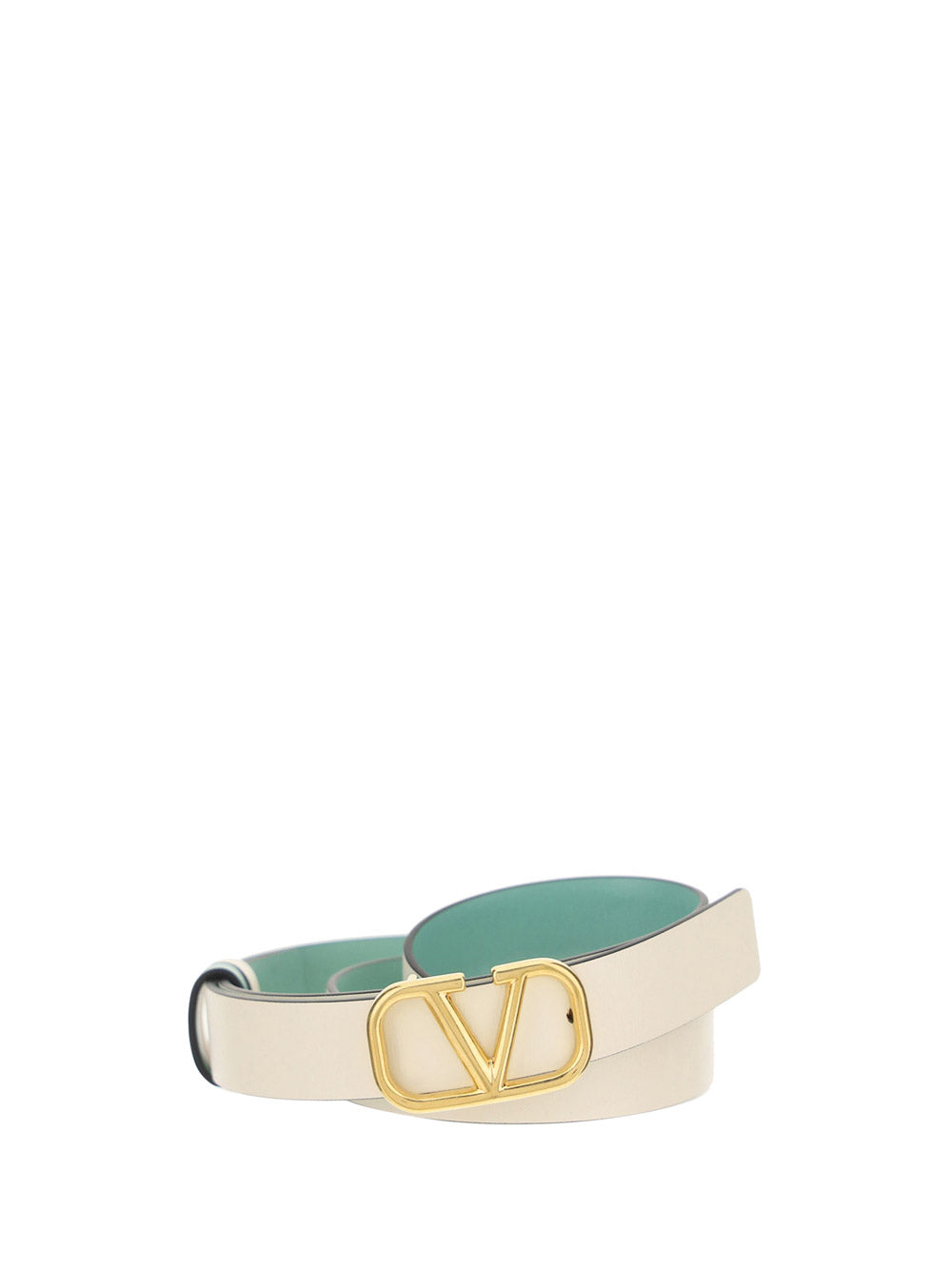 Reversible Vlogo Signature Belt In Shiny And Metallic Calfskin 20MM - White / Mint