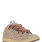 Leather Curb Sneakers - Dusty Pink/Brown