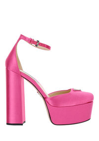 Satin Platform Pumps - Pink