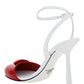 Brushed Leather Pumps - White / Red