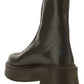 Zipped Boot in Leather - Khaki Green