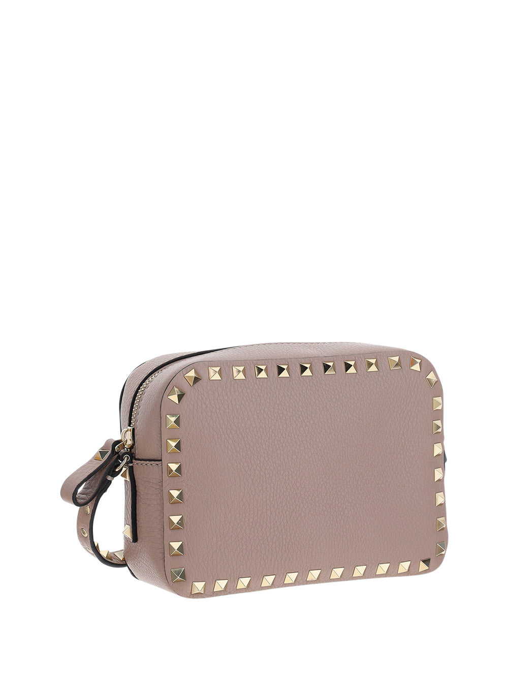Small Rockstud Crossbody Bag in Grainy Calfskin Leather - Poudre