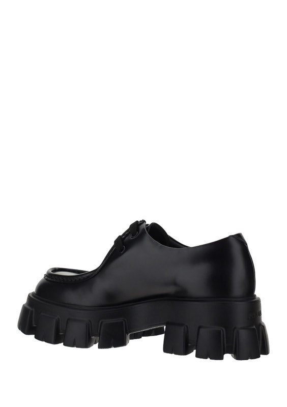 Monolith Brushed Leather Lace-up Shoes - Black