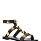 Roman Stud Flat Calfskin Sandal - Black