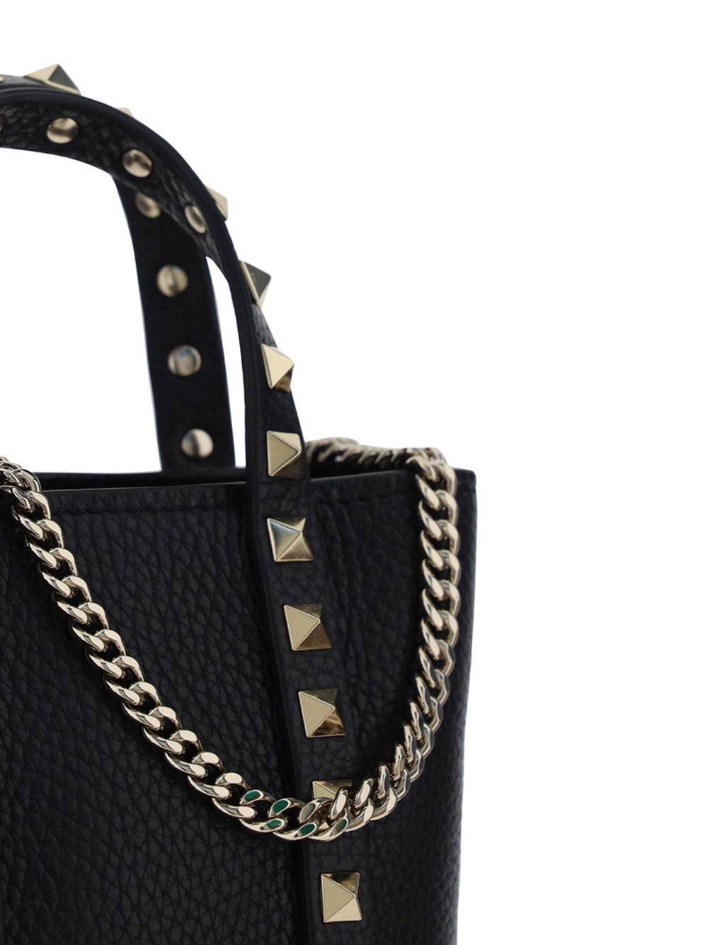 Rockstud Calfskin Leather Tote - Black.