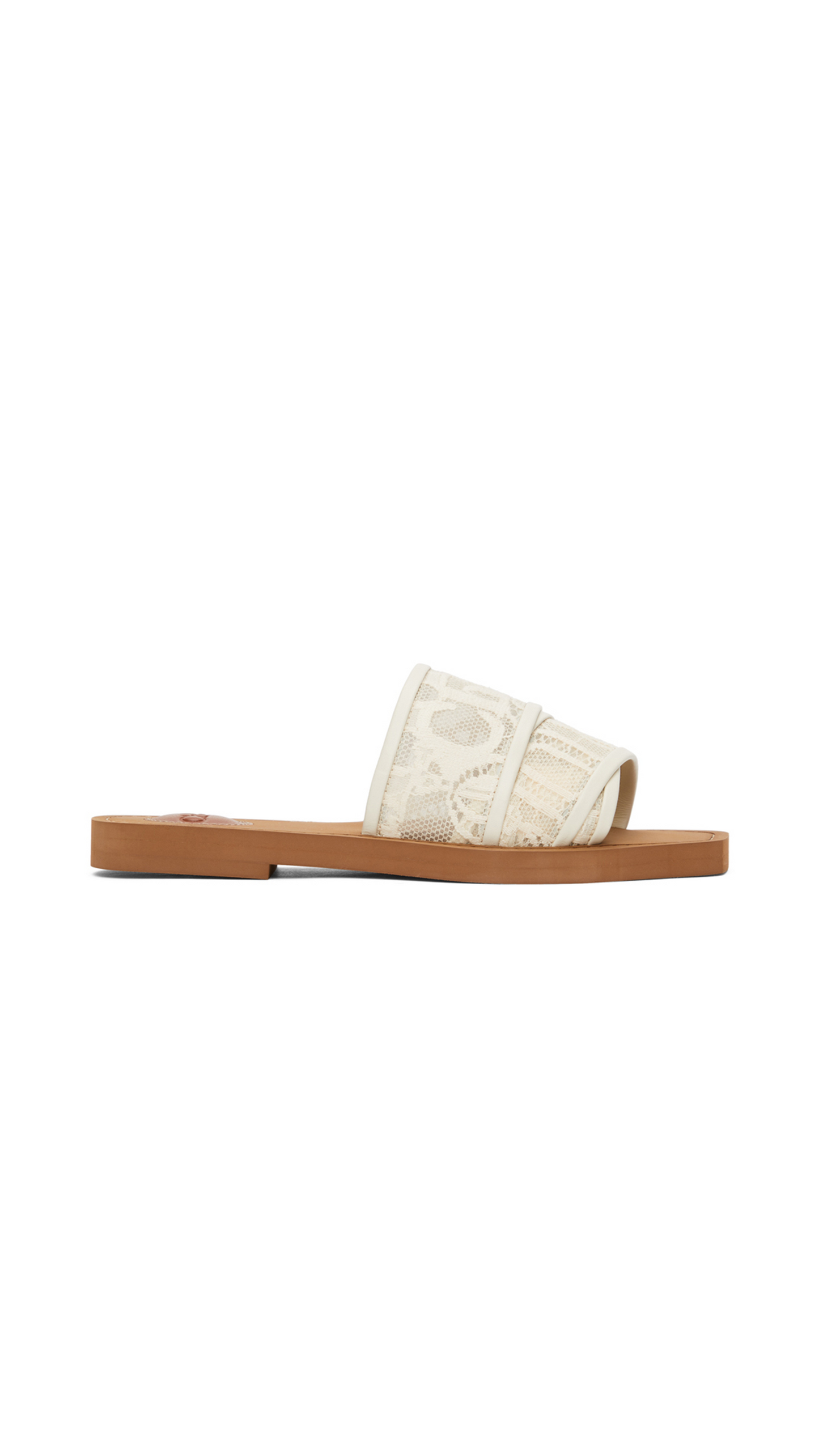 Slide Woody Lace Mule Sandals - Ivory